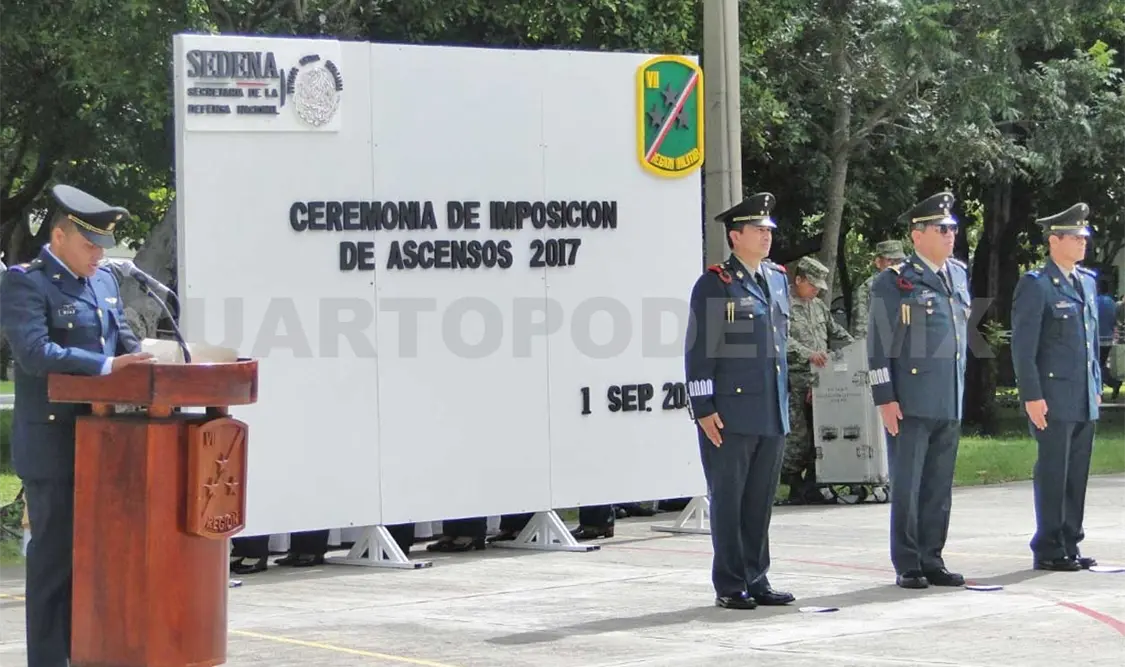 Entregan ascensos a personal del Ejército y Fuerza Aérea en Chiapas. Harald Flores / CP