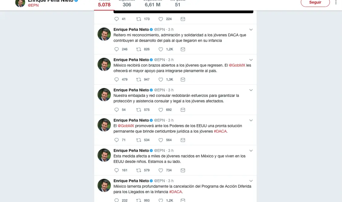 Estamos a su lado, dice Peña Nieto a dreamers