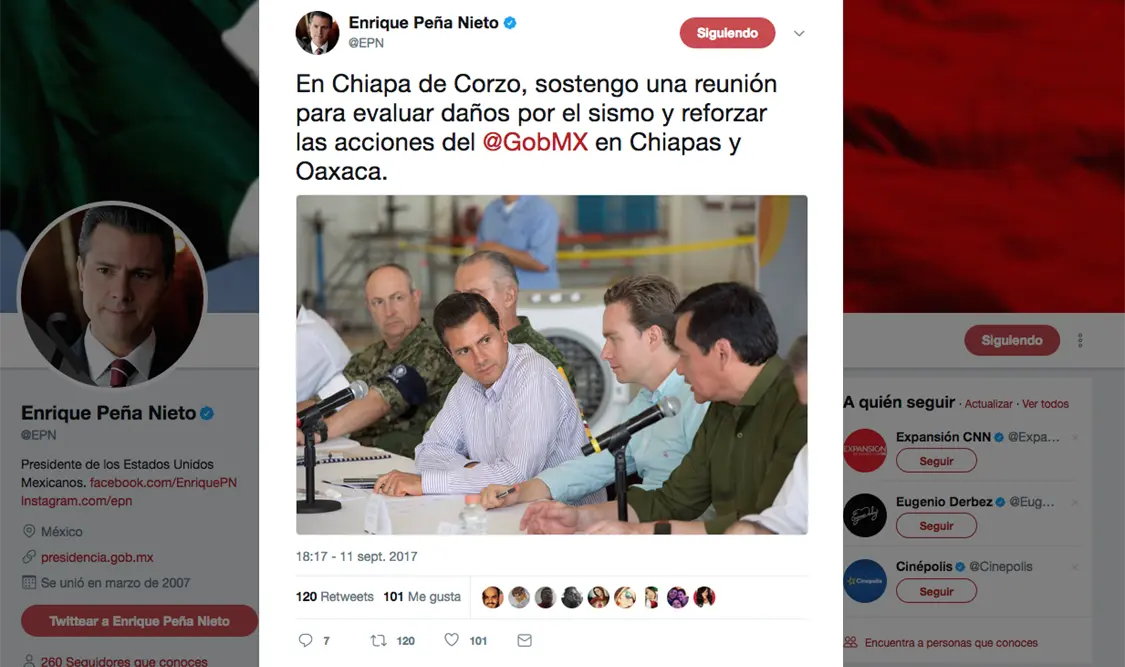 En Chiapa de Corzo, Peña Nieto evalúa acciones para atender tragedia por terremoto