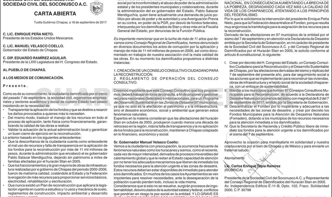 Sociedad Civil pide garantizar transparencia