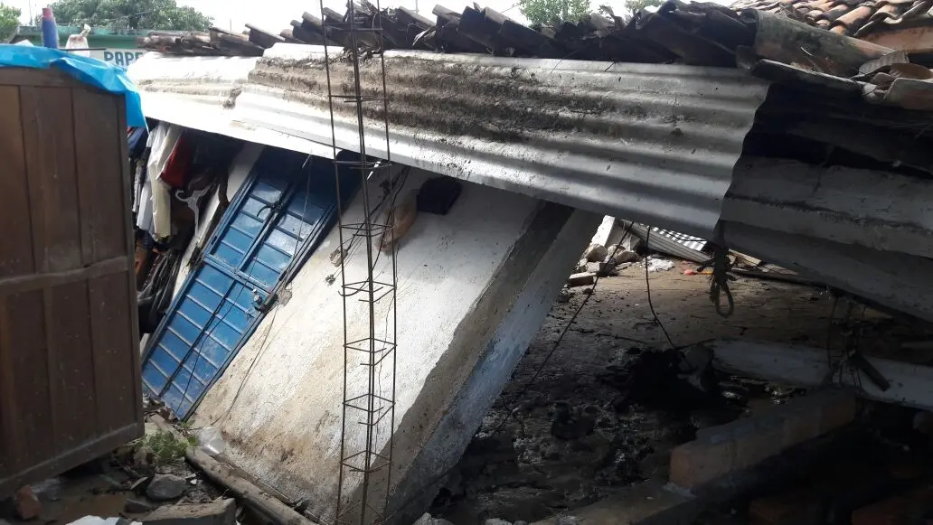 Vivienda colapsada en la bahía de Paredón, el pasado 7 de septiembre