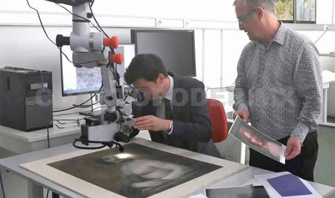 El papel data de la misma época que la del genio Da Vinci, por lo que se refuerzan los rumores de que él participó en el dibujo. Cortesía