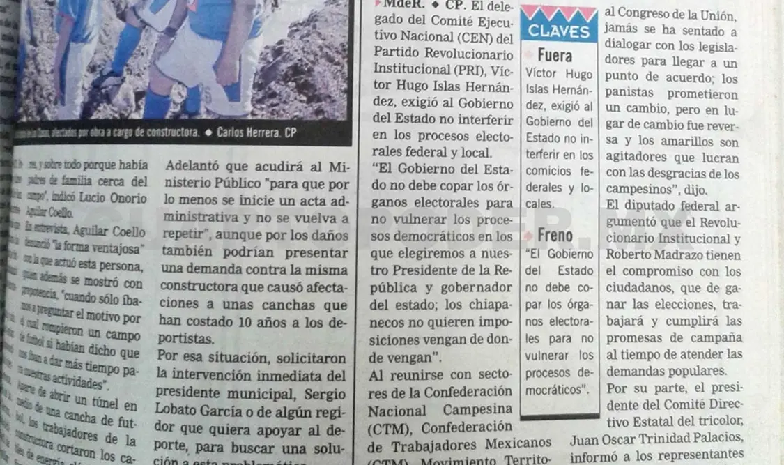 Publicación donde Víctor Hugo Hernández, exigió al Gobernador del Estado no interferir en los procesos electorales federal y local. CP