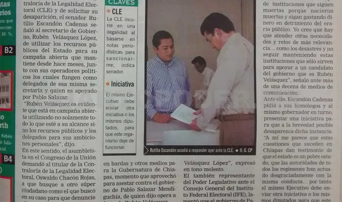 Publicación donde Escandón lamentó que el gobierno de Pablo Salazar derroche recursos en una institución facciosa y falaz. CP