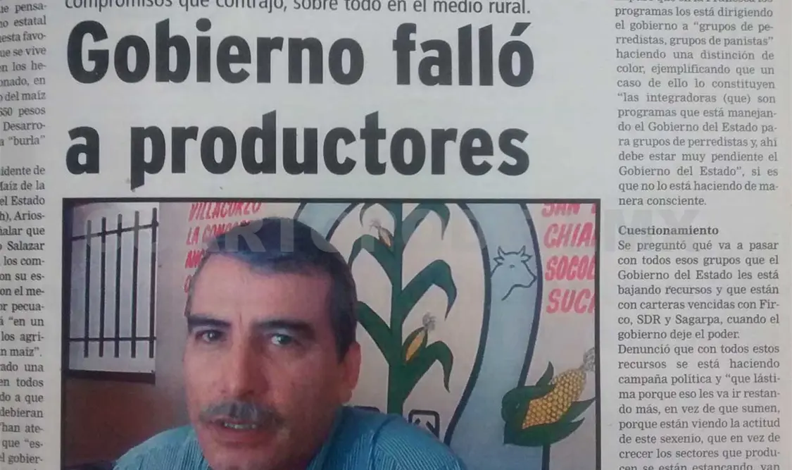 Publicación donde Ariosto Acero señala a Pablo Salazar como responsable del estancamiento del campo, debido a su incumplimiento en los compromisos. CP