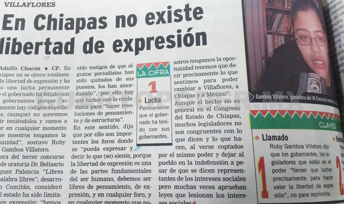 En Chiapas no se ejerce totalmente la libertad de expresión. CP