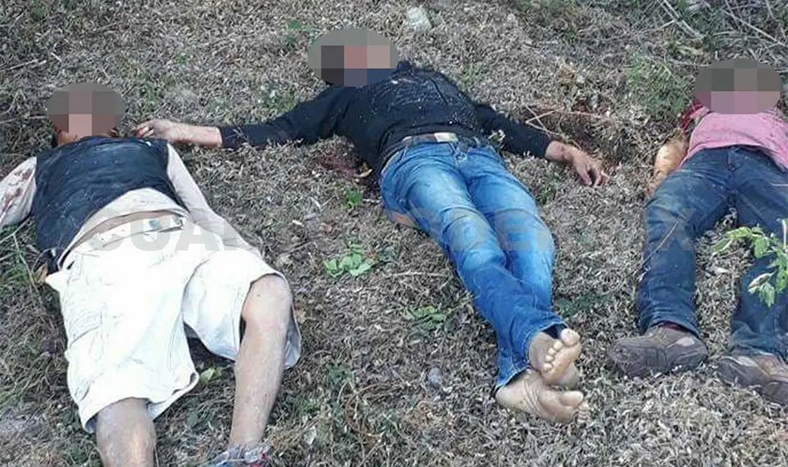 Al parecer las personas fueron asesinadas en otro punto y los cuerpos fueron abandonados en el citado predio. Noel Vázquez / CP