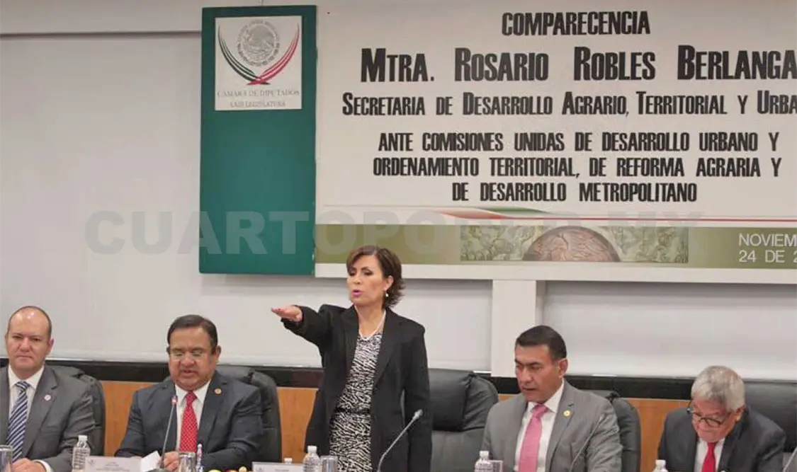 La secretaria Robles Berlanga compareció ante Comisiones Unidas de Desarrollo Urbano y Ordenamiento Territorial, de Reforma Urbana y Desarrollo Metropolitano. Agencias