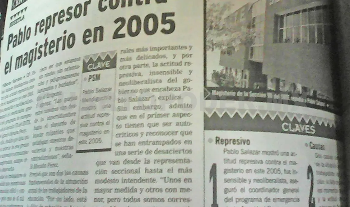 Siniestro pasado: Pablo Salazar, represor contra el magisterio, 2005