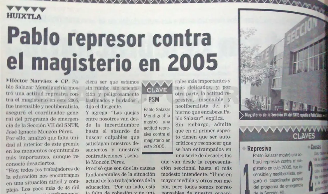Siniestro pasado: Pablo represor contra el magisterio en 2005