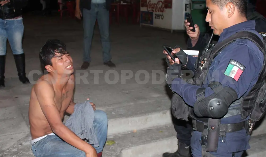 Elementos de la Policía Estatal arribaron al lugar para tomar conocimiento de los hechos; del agresor nada se supo. Edberg Mayorga / CP