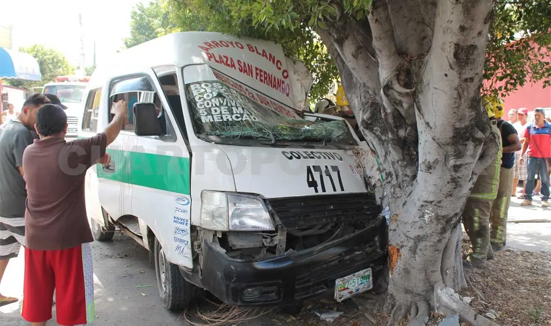Colectivo se estrelló contra árbol