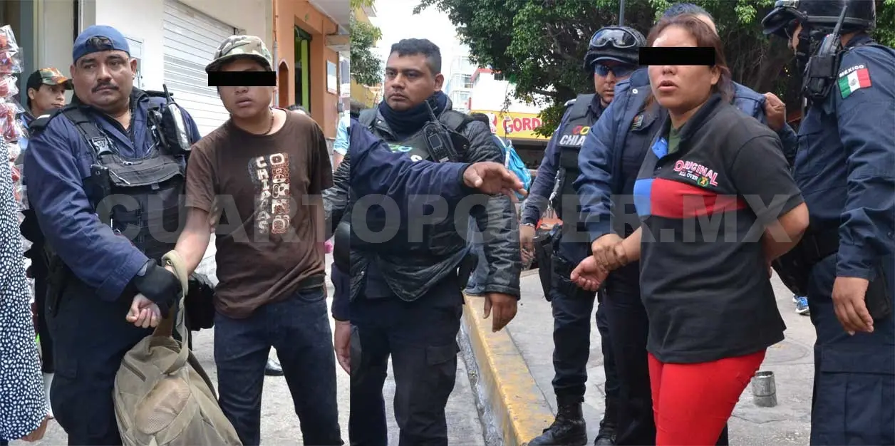 Detienen a pareja, una por robo y el otro con enervante