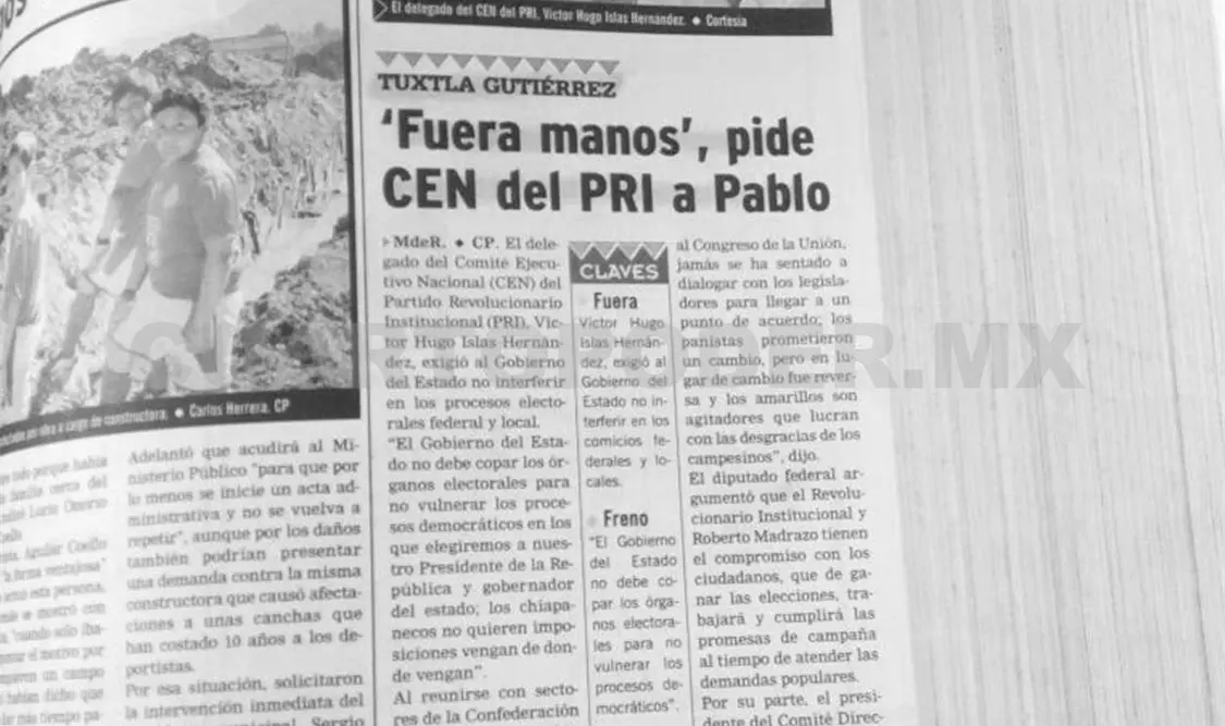 Siniestro pasado: “Fuera manos”, pide CEN del PRI a Pablo