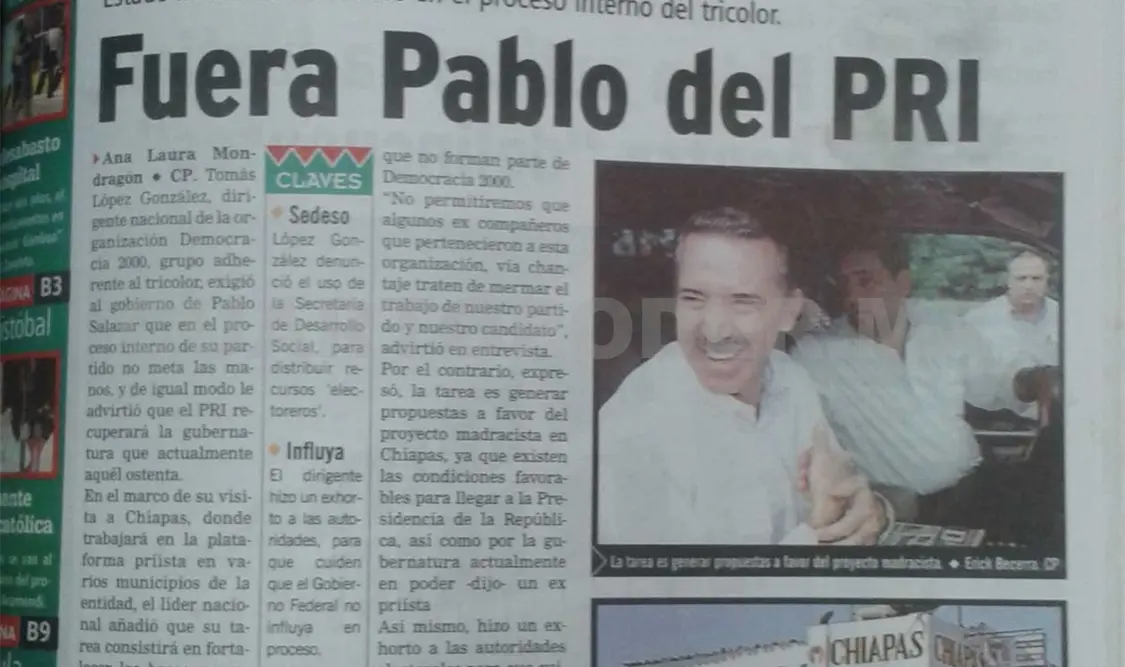 Siniestro pasado: Exigen a Pablo Salazar no entrometerse en el PRI