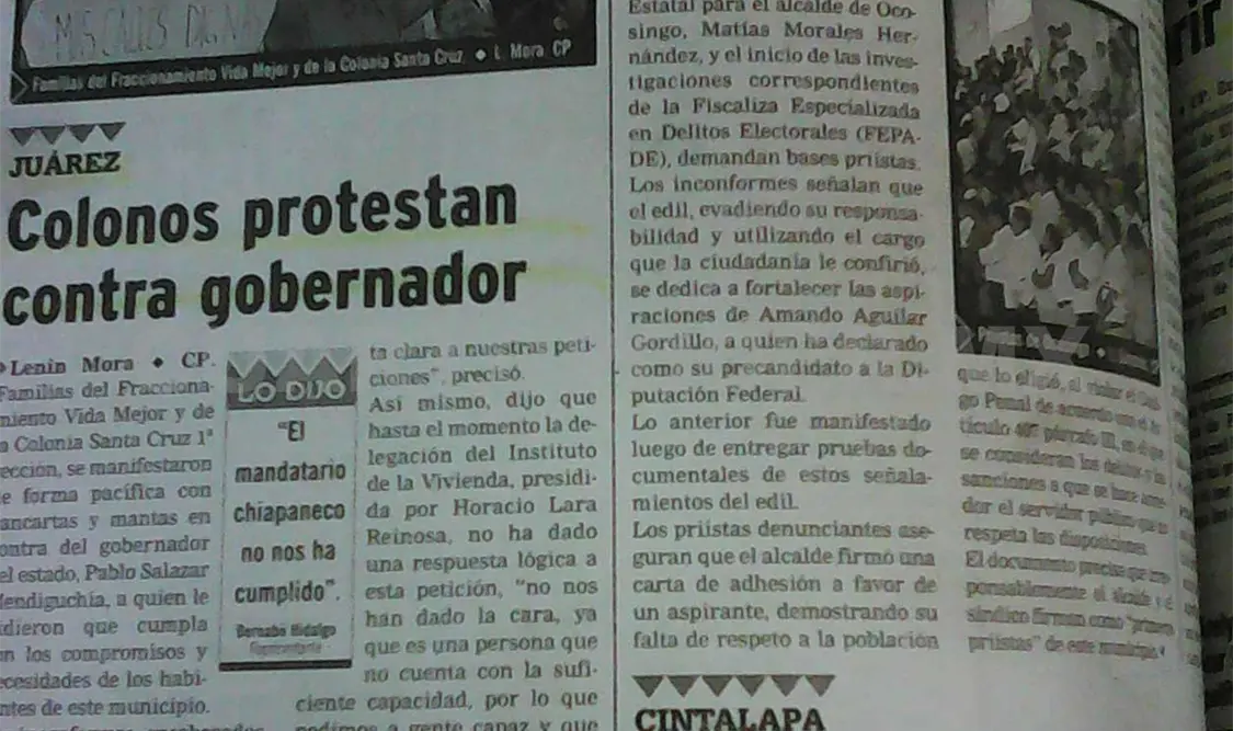 Siniestro pasado: Colonos protestan contra Pablo Salazar