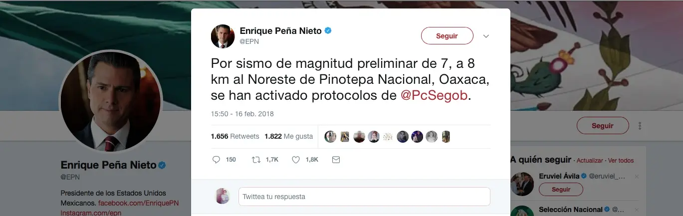 Peña Nieto y Velasco Coello activan protocolos de seguridad por sismo