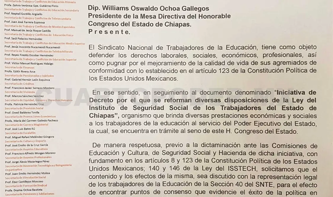 Piden mesa de diálogo para reformas al ISSTECH
