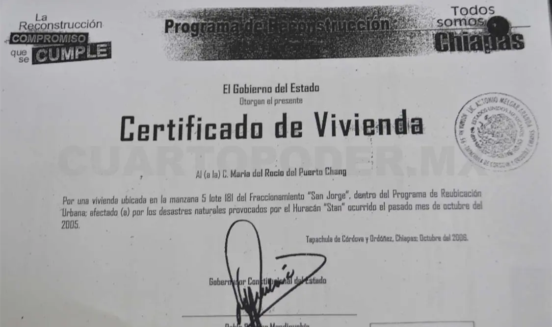 Pablo Salazar no pagó viviendas de damnificados