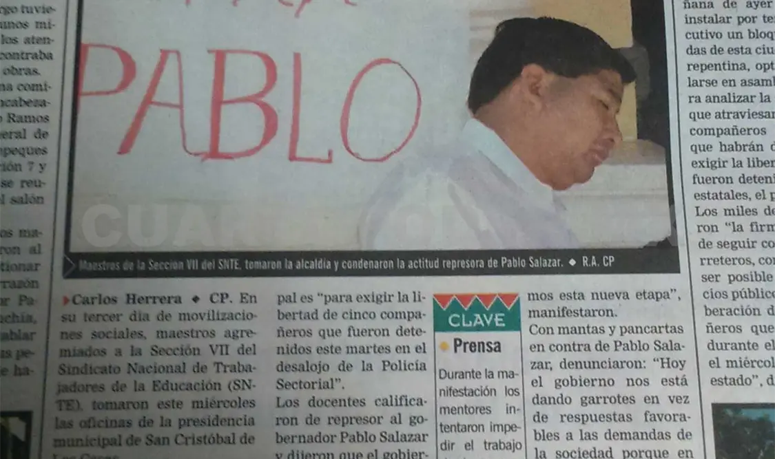 Maestros de la Sección VII del SNTE tomaron la alcaldía y condenaron la actitud represora de Pablo Salazar. CP