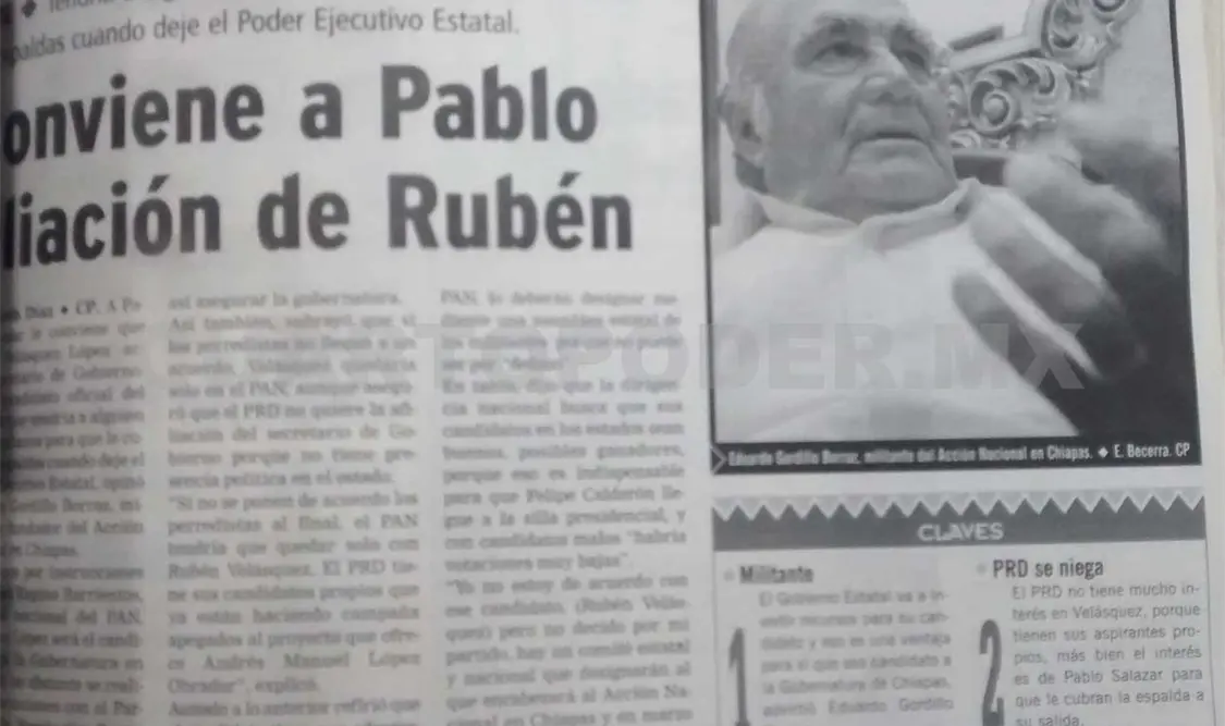 “Si no se ponen de acuerdo los perredistas al final, el PAN tendría que quedar solo con Rubén Velásquez”, dijo Gordillo Borráz. CP