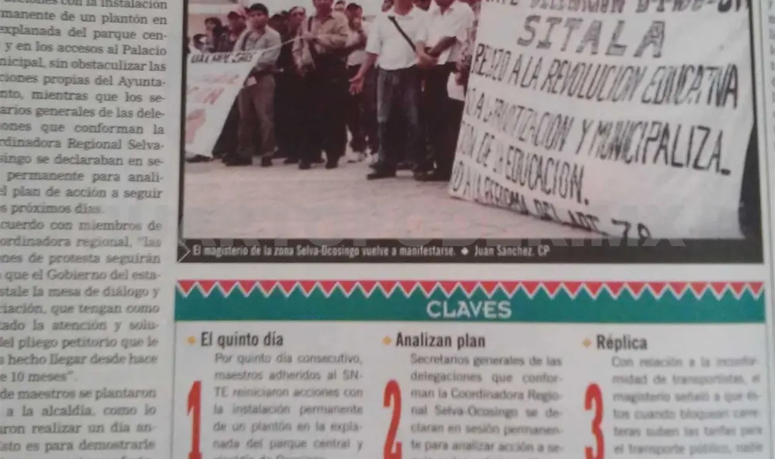El magisterio de la zona Selva-Ocosingo vuelve a manifestarse. CP