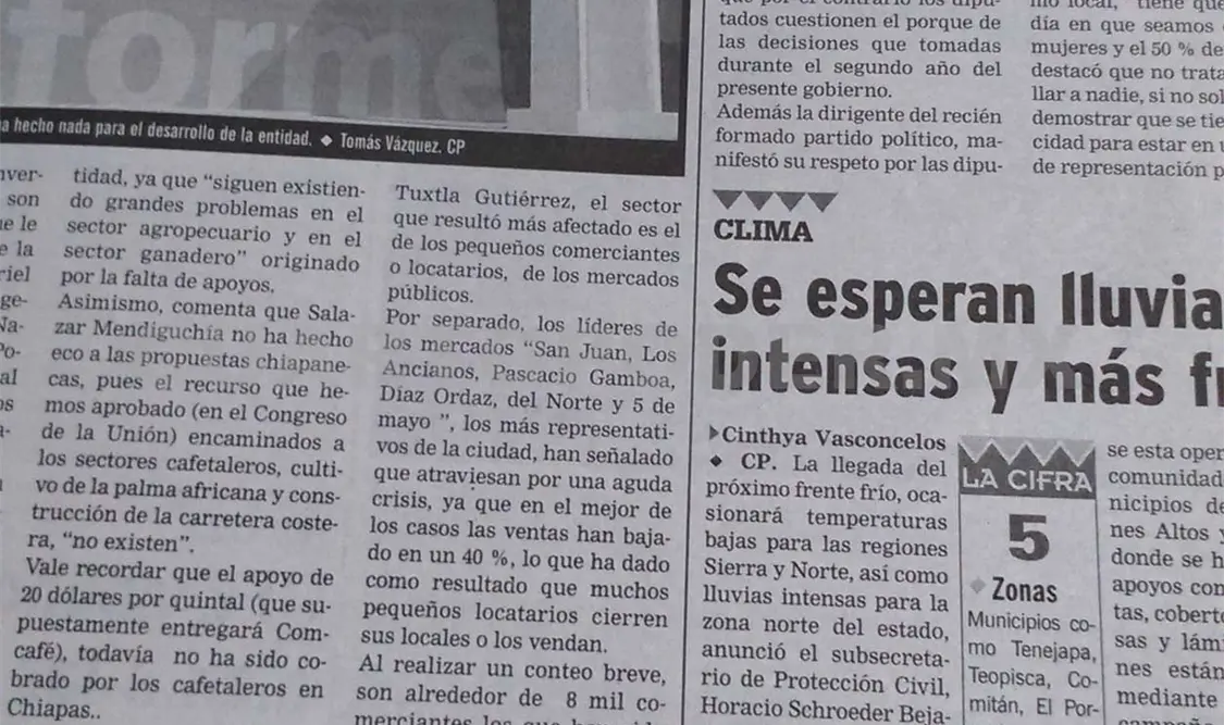 De los dos años de gestión de Pablo Salazar Mendiguchía como gobernador de Chiapas, no ha hecho nada para el desarrollo de la entidad. CP