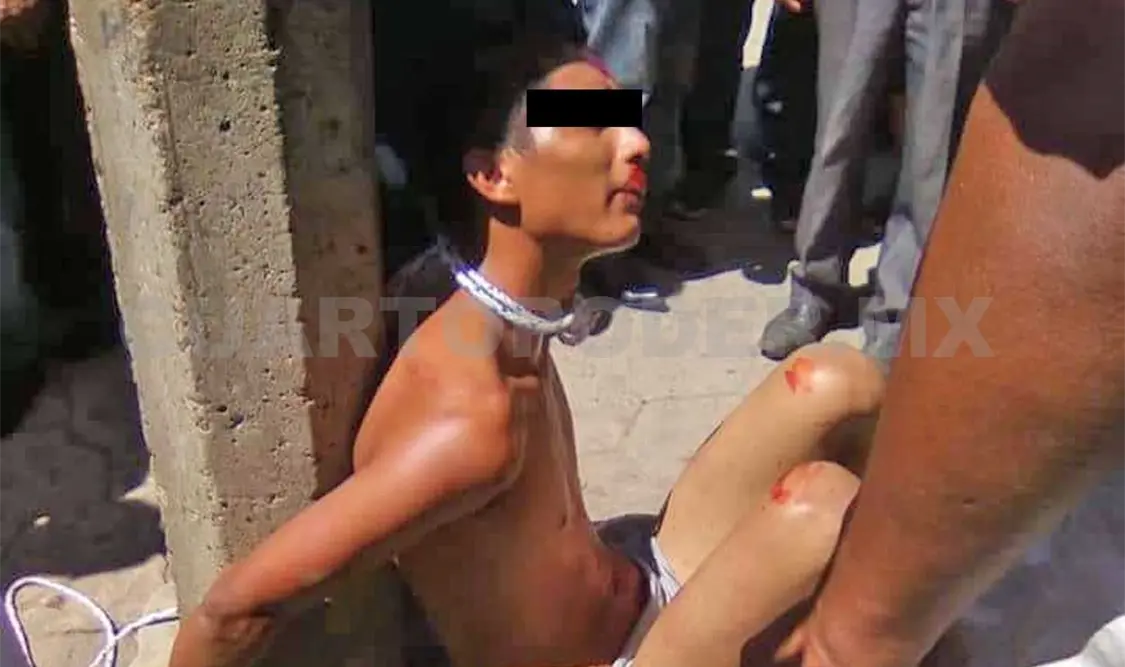 Golpean y amarran a presunto ladrón