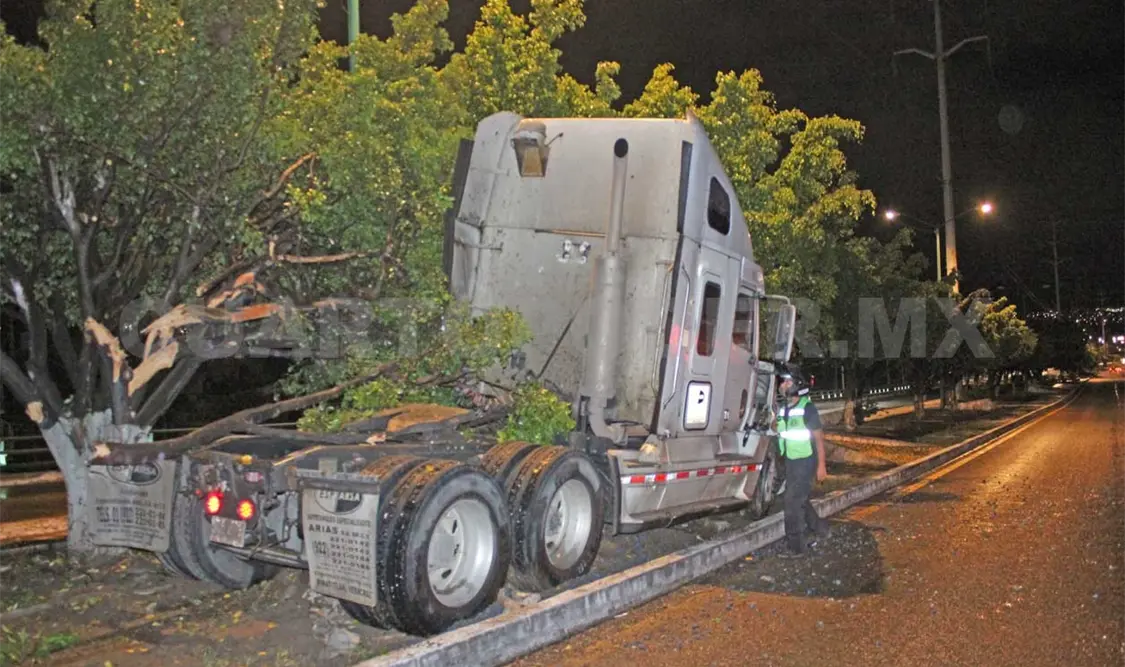 “Coloso” sube al camellón y se estrella contra un árbol