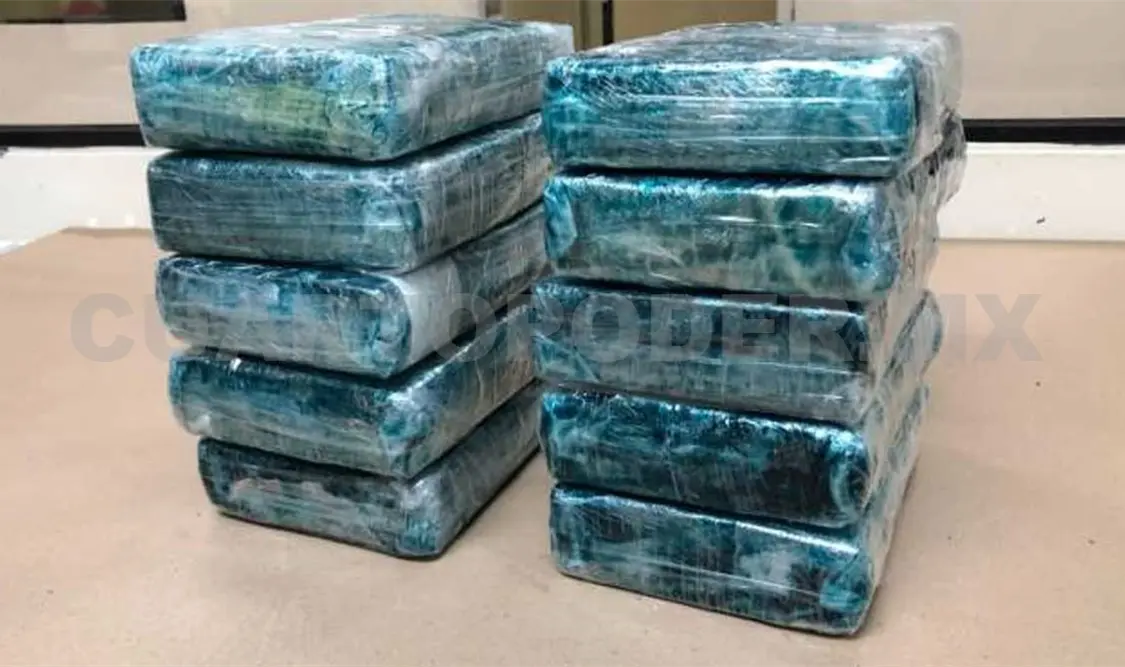 Decomisan 10 kilos de cocaína