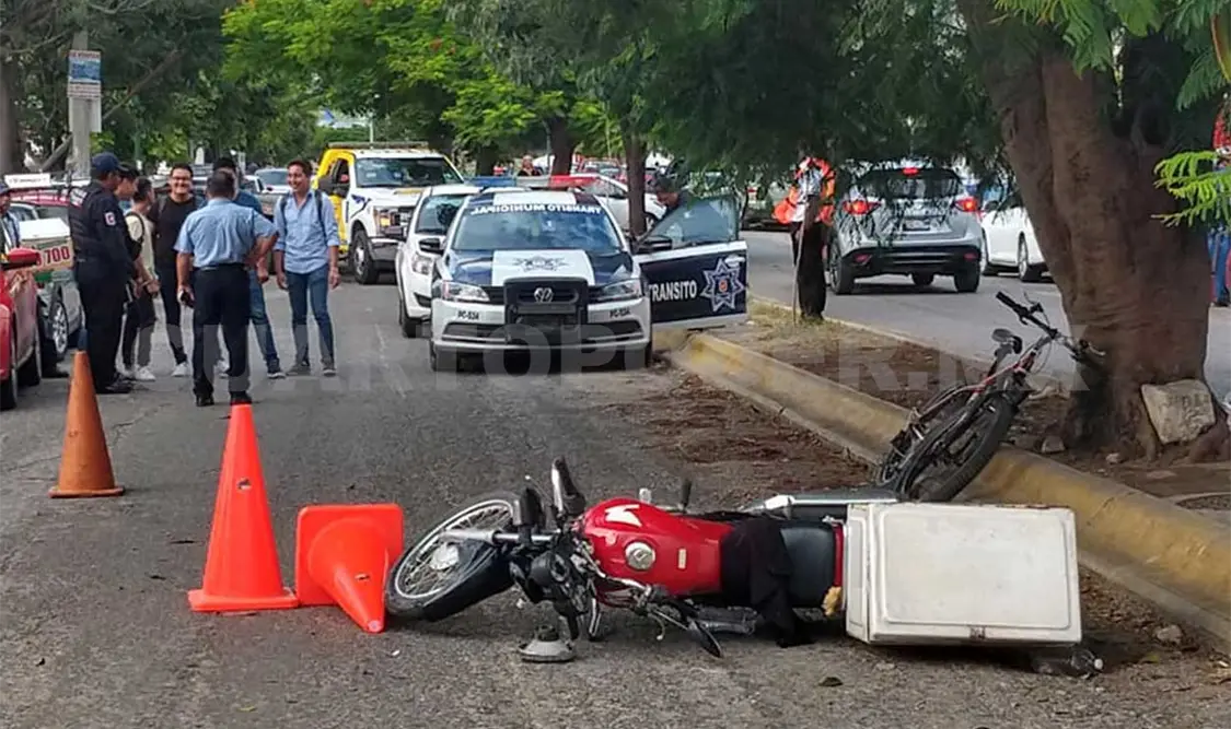 Dos lesionados en choque de motorista y ciclista