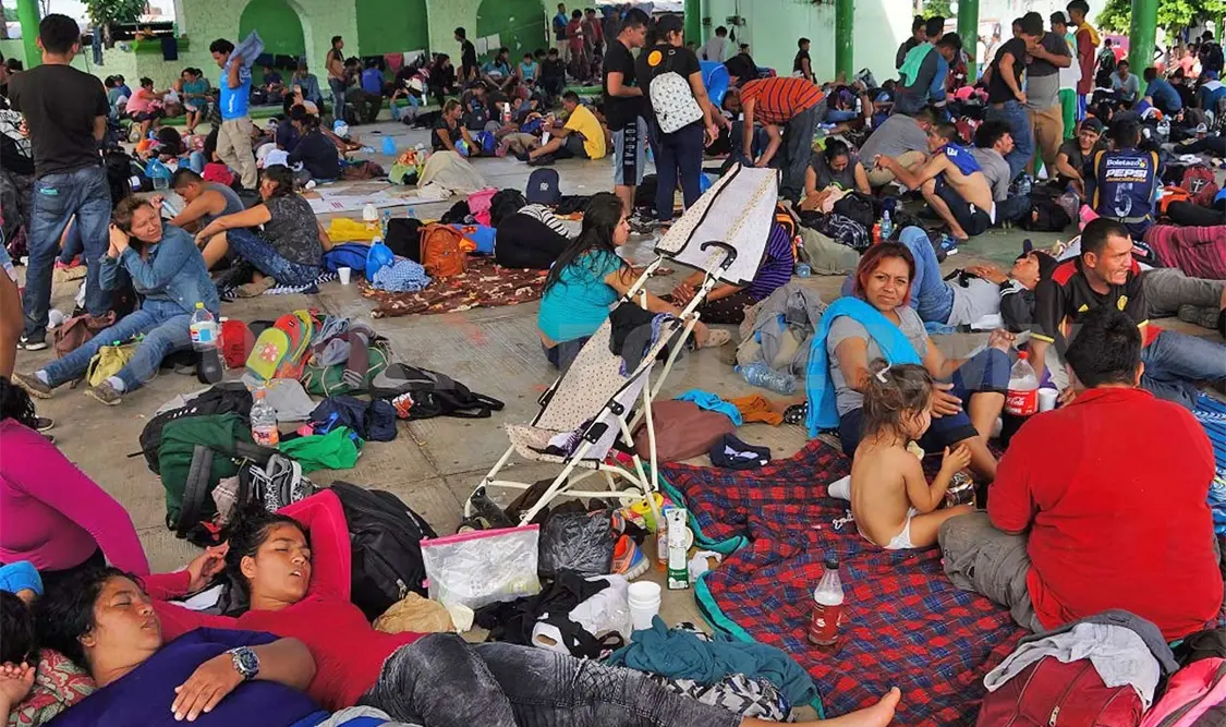 Una de las caravanas ya se encuentran en el albergue de la Feria Mesoamericana en Tapachula. Rafael Victorio / CP