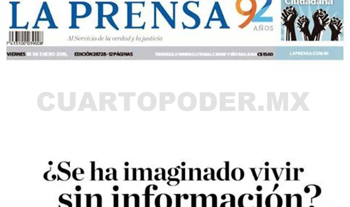 Prensa protesta contra gobierno con portada en blanco