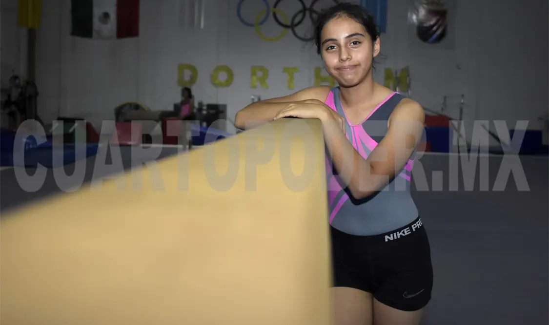 Valeria Huerta de la Torre, de 12 años de edad y originaria de Tuxtla Gutiérrez, pertenece actualmente al Club de Gimnasia Dorthom. Guillermo Ramos/CP
