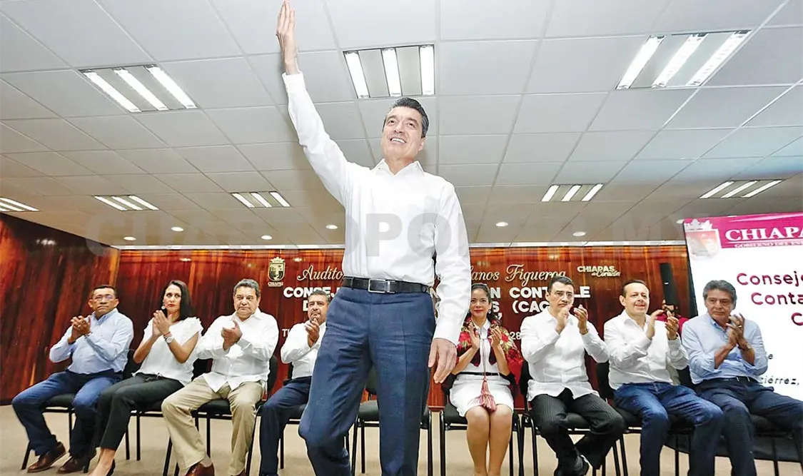 El gobernador durante la primera reunión del Consejo de Armonización Contable del Estado de Chiapas (CACE). CP