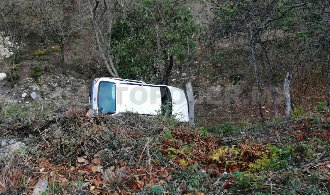 Vuelcan y se salvan por un árbol