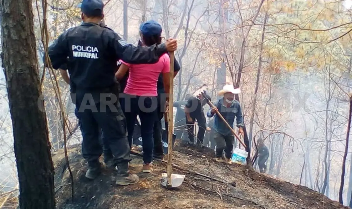 Elementos del Ejército mexicano desplegaron el Plan DNIII para combatir el siniestro en coordinación con otras autoridades. Rafael Victorio / CP