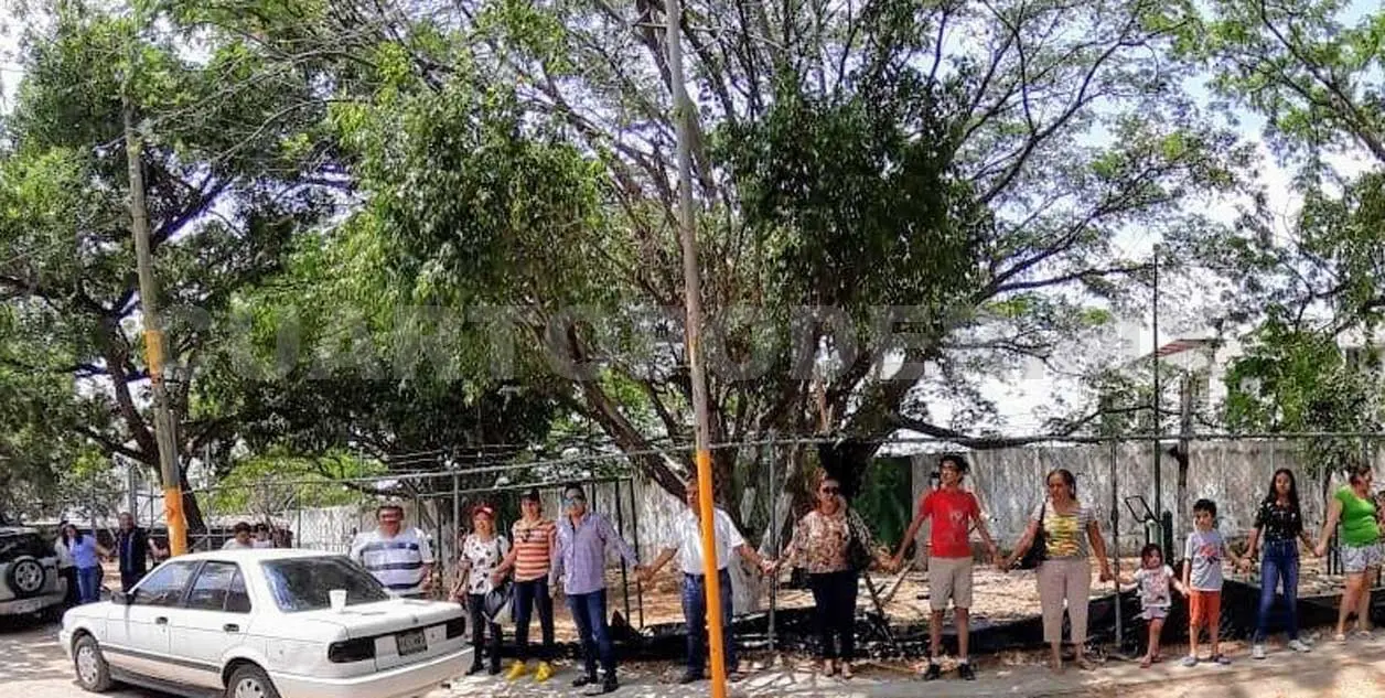 Forman cadena en defensa de parque