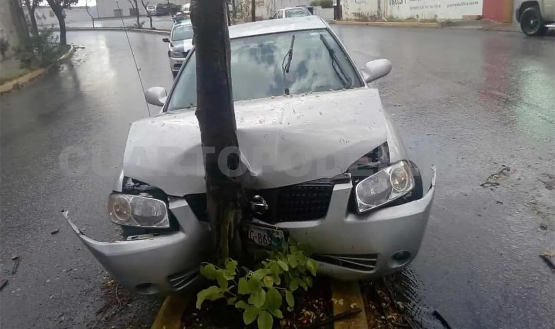 Conductor derrapa y se estrella contra árbol