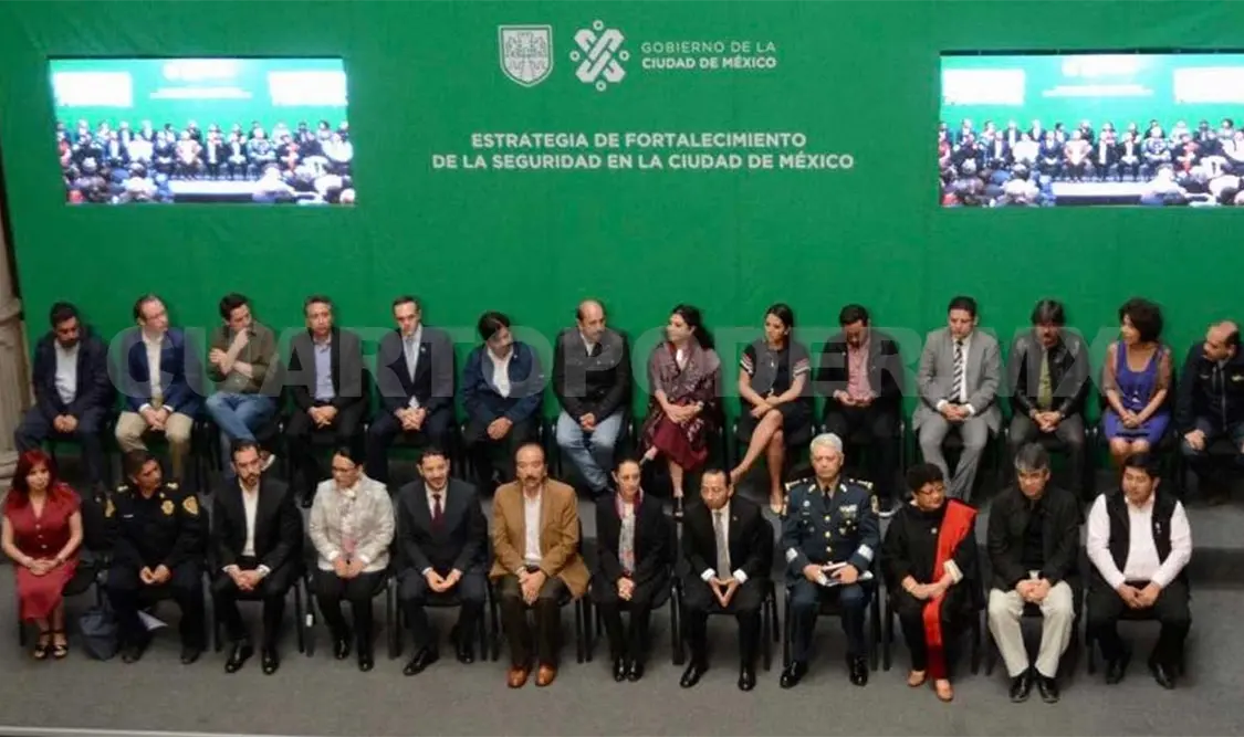 La jefa de Gobierno, Claudia Sheinbaum, durante la Estrategia de Fortalecimiento de la Seguridad en la CDMX. Twitter