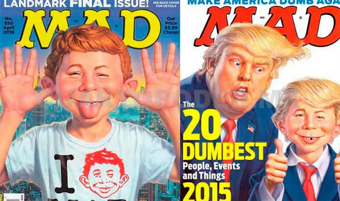 Portadas de la revista MAD correspondientes a 1998, 2015 y 1961. Fotos: Especial