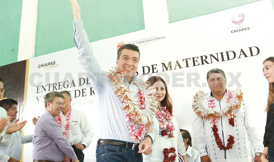 El gobernador Rutilio Escandón en su gira de trabajo por el municipio de Socoltenango,. CP