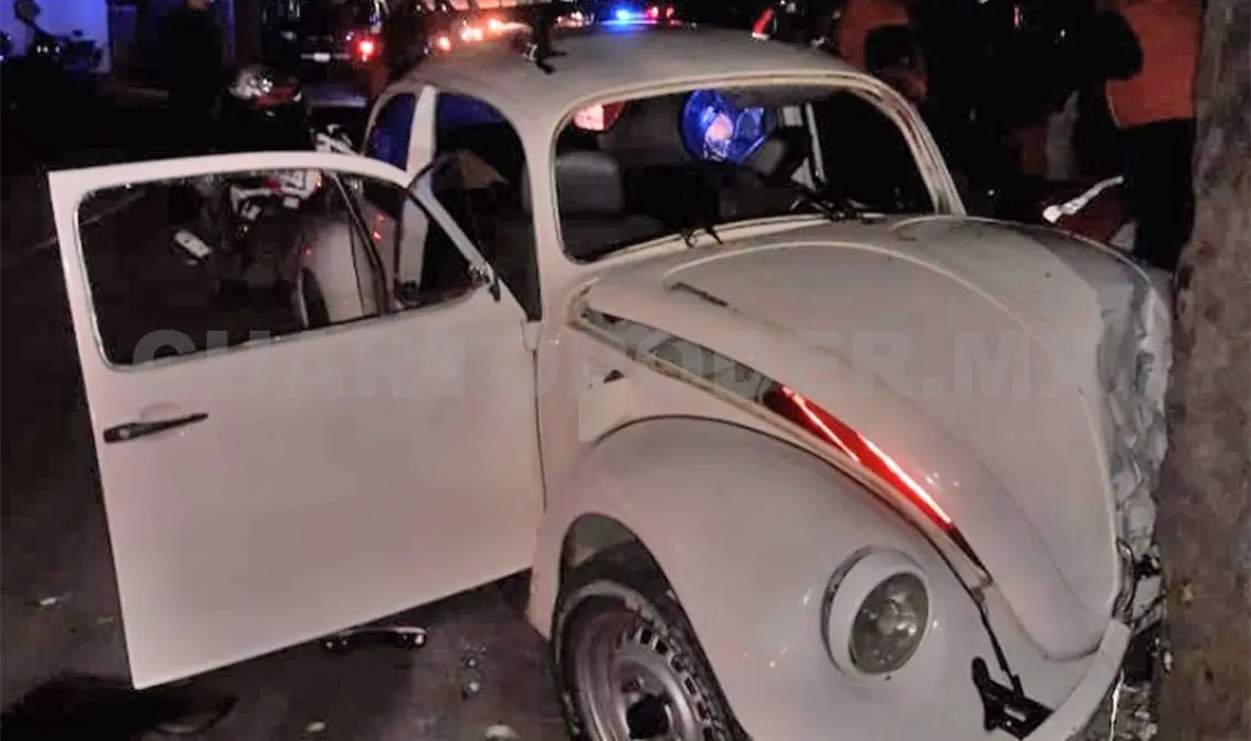Acelerado conductor se estrella contra árbol