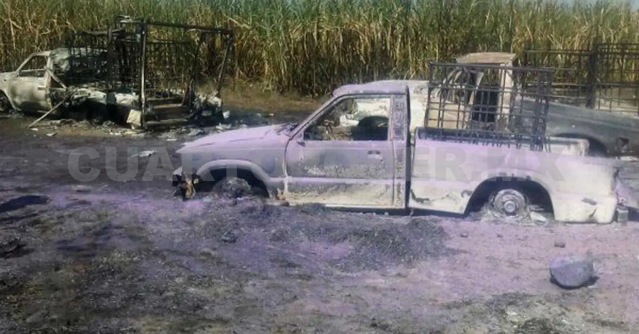 Hallan tres cuerpos calcinados en carretera
