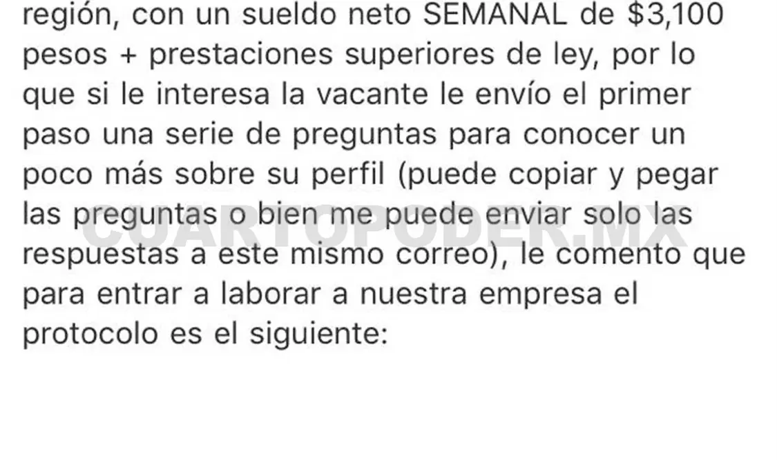 Continúan apareciendo nuevas formas de estafa a través de redes sociales con supuestos empleos con grandes sueldos. CP