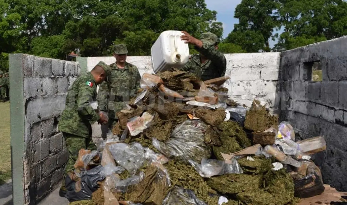 Incineran más de 100 kg de narcóticos en Chiapas