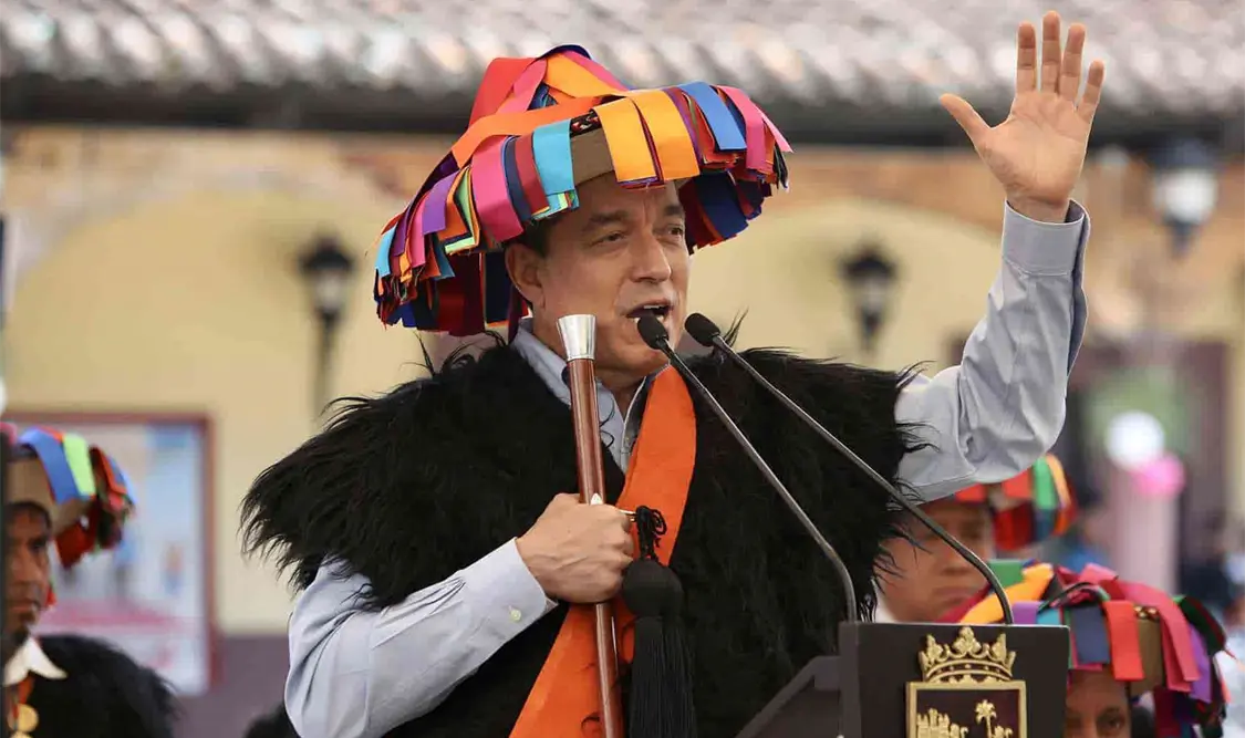 En Tenejapa, el gobernador encabezó la entrega de apoyos a productores de los sectores agrícola y ganadero. CP