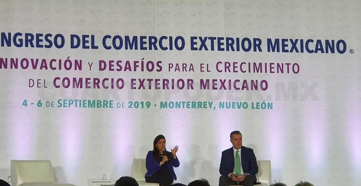 Margarita Ríos Farjat durante el 26 Congreso del Comercio Exterior Mexicano del Comce. Twitter