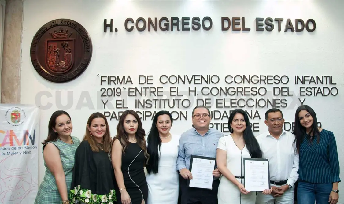 La legisladora encabezó la firma de convenio entre el IEPC y Poder Legislativo para realizar el Congreso Infantil 2019. CP