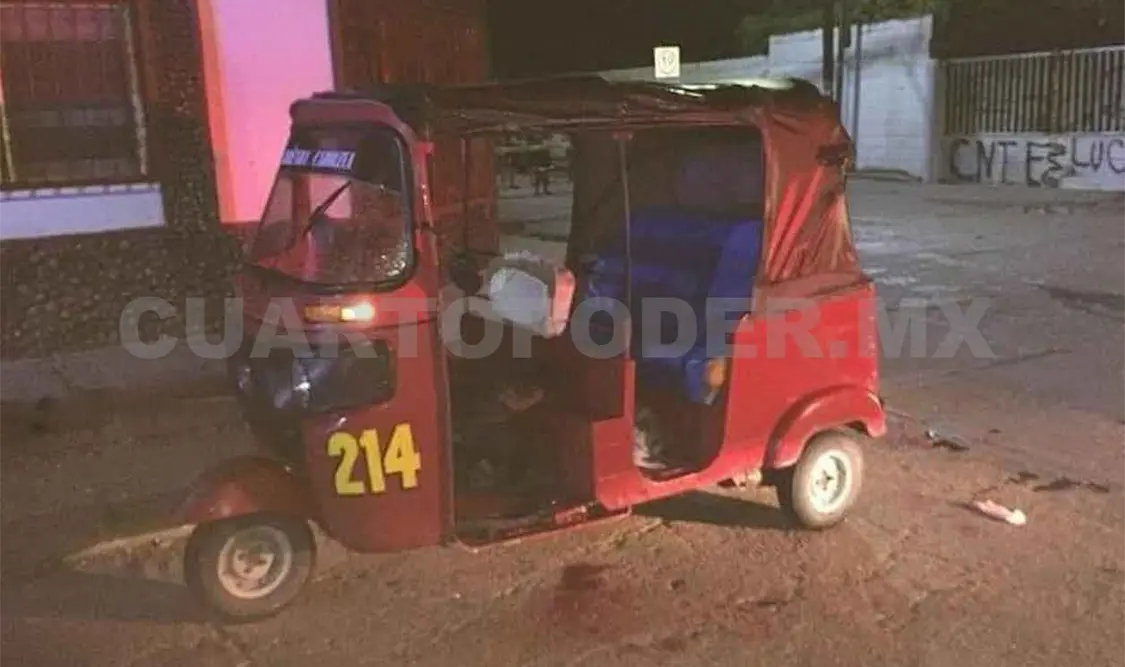 Se dijo que la persona maniobraba el mototaxi marcado con el número económico 214 al momento de recibir un impacto con arma de fuego, una personas fue detenida, presuntamente relacionada con el hecho. Edberg Mayorga / CP
